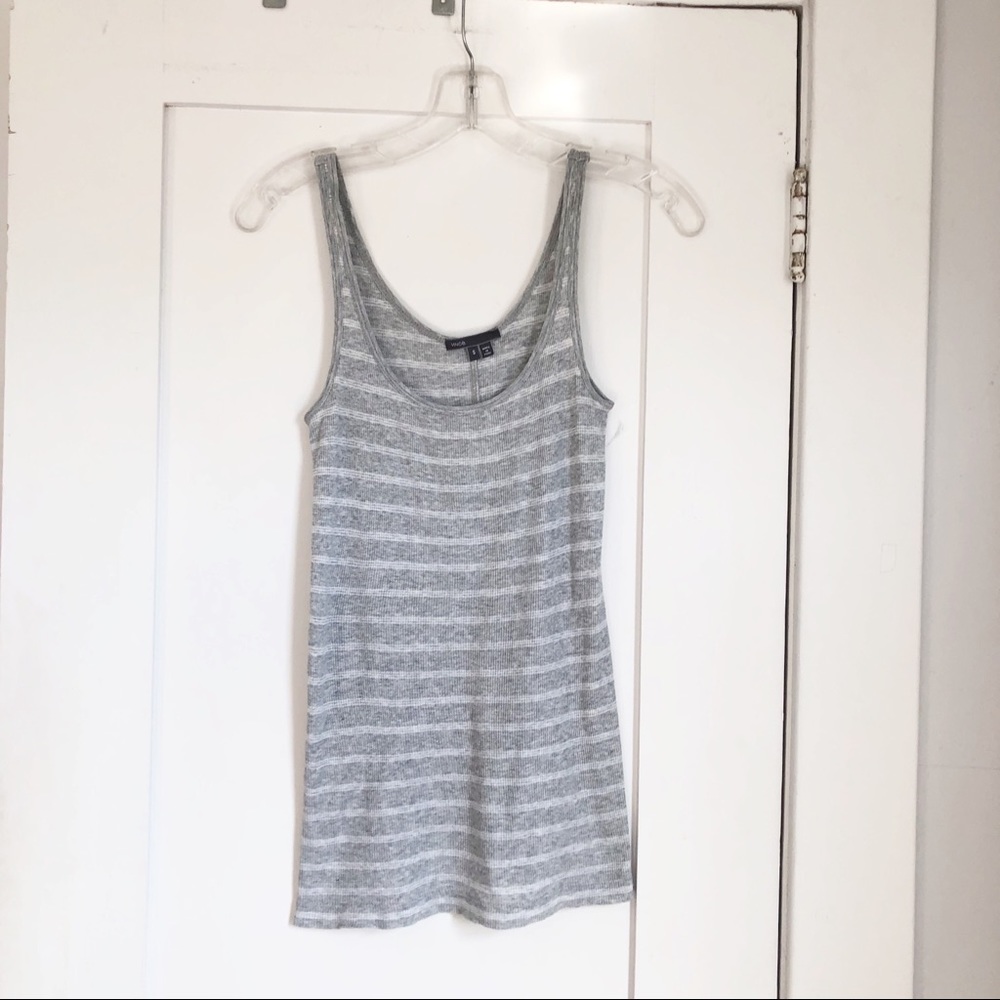 Vince Grey and White Striped Tank Top